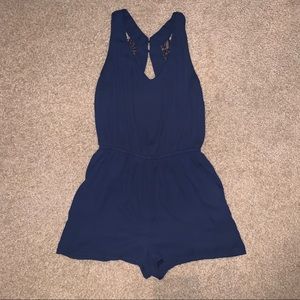 Blue Laced Open Back Romper